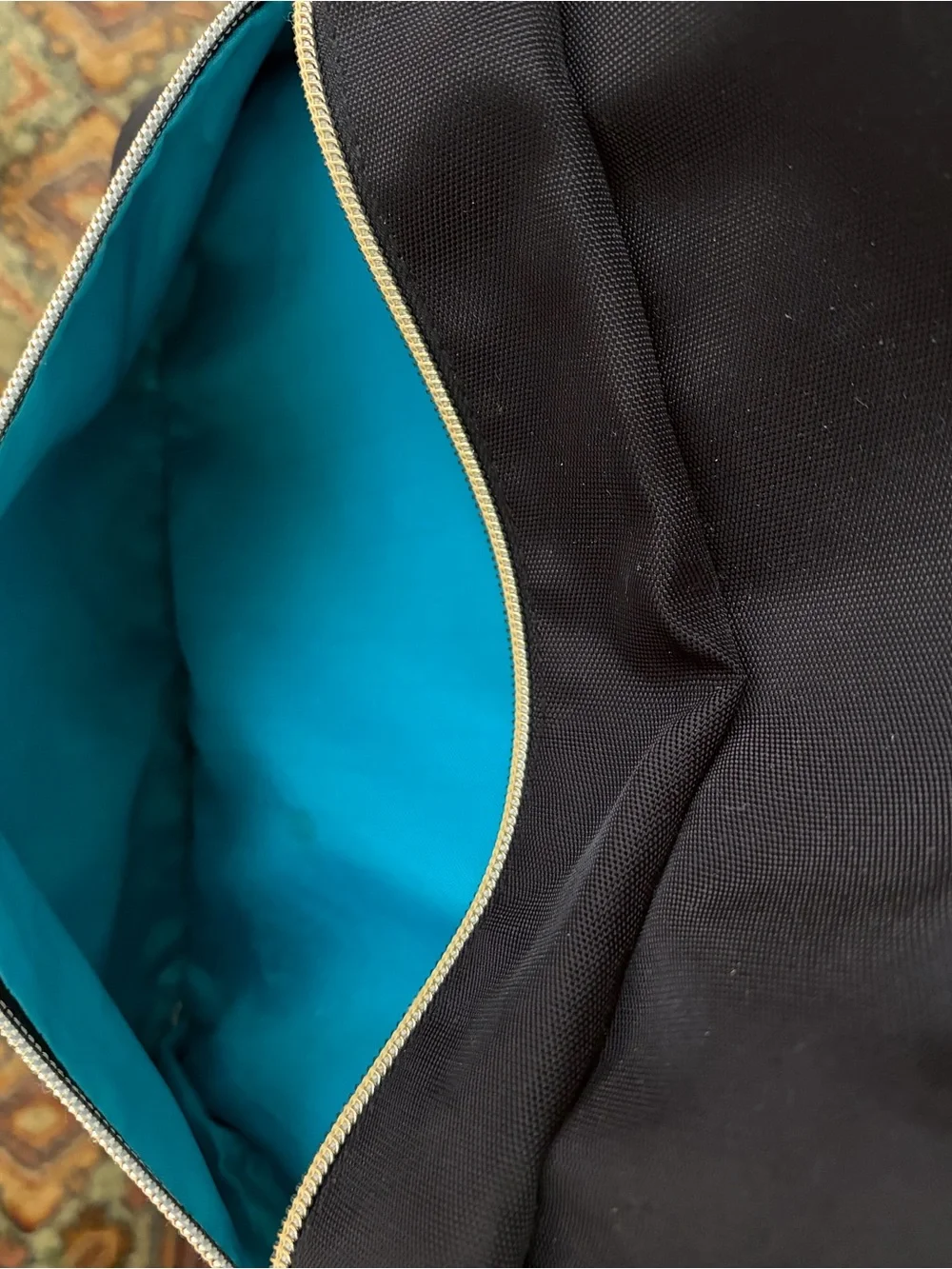 Women's Black Backpack Tote with Gold Zipper - Classic Carryall Tech Friendly